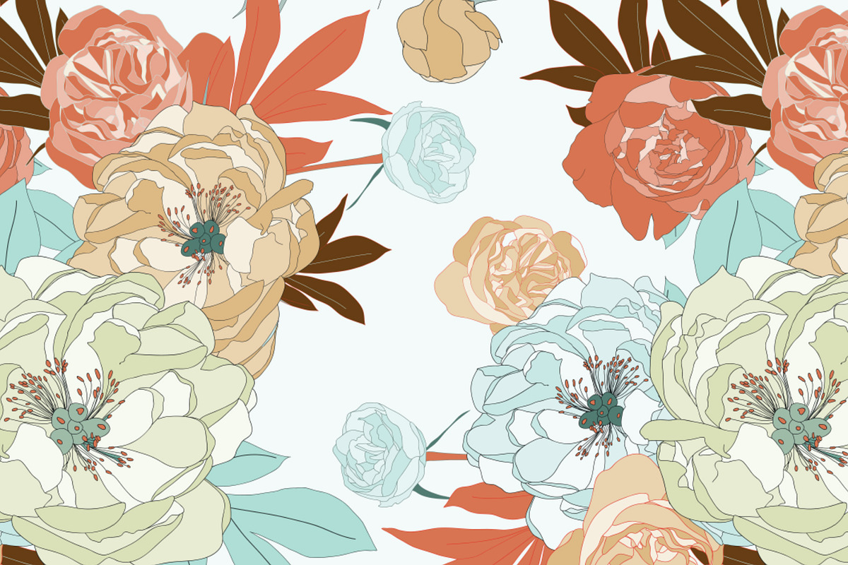 Peony Flower Vector Pattern, a Pattern Graphic by Ania Illustration (Photo 4 of 5)