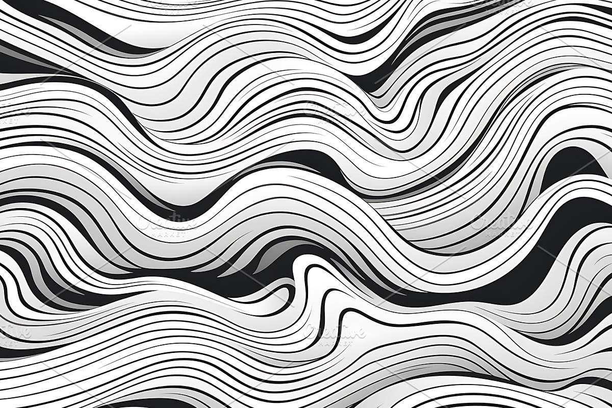 Black and white trippy wave patterns, a Pattern Graphic by Shahjahangdb1 (Photo 3 of 7)
