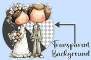Whimsical Wedding Couple Clipart, a Seasonal Illustration by Canvas Craft (Thumbnail 2 of 4)