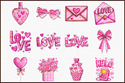 Watercolor Valentine Day Clipart, an Illustration by Sublimation Artist (Thumbnail 3 of 6)