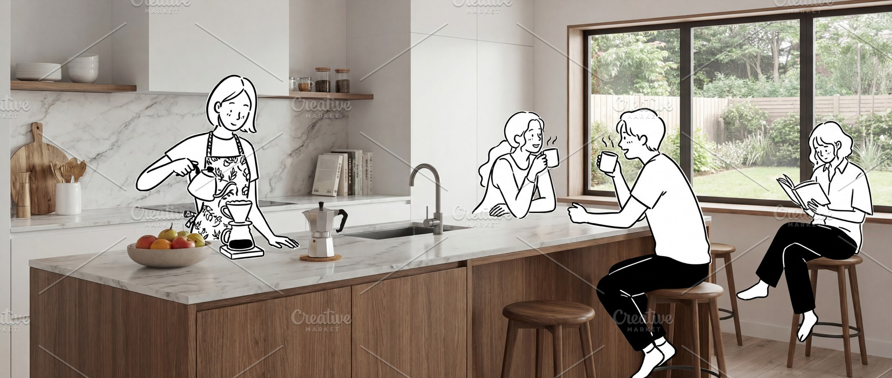 Modern Kitchen & Illustrated People, a Person Photo by Virgo Studio
