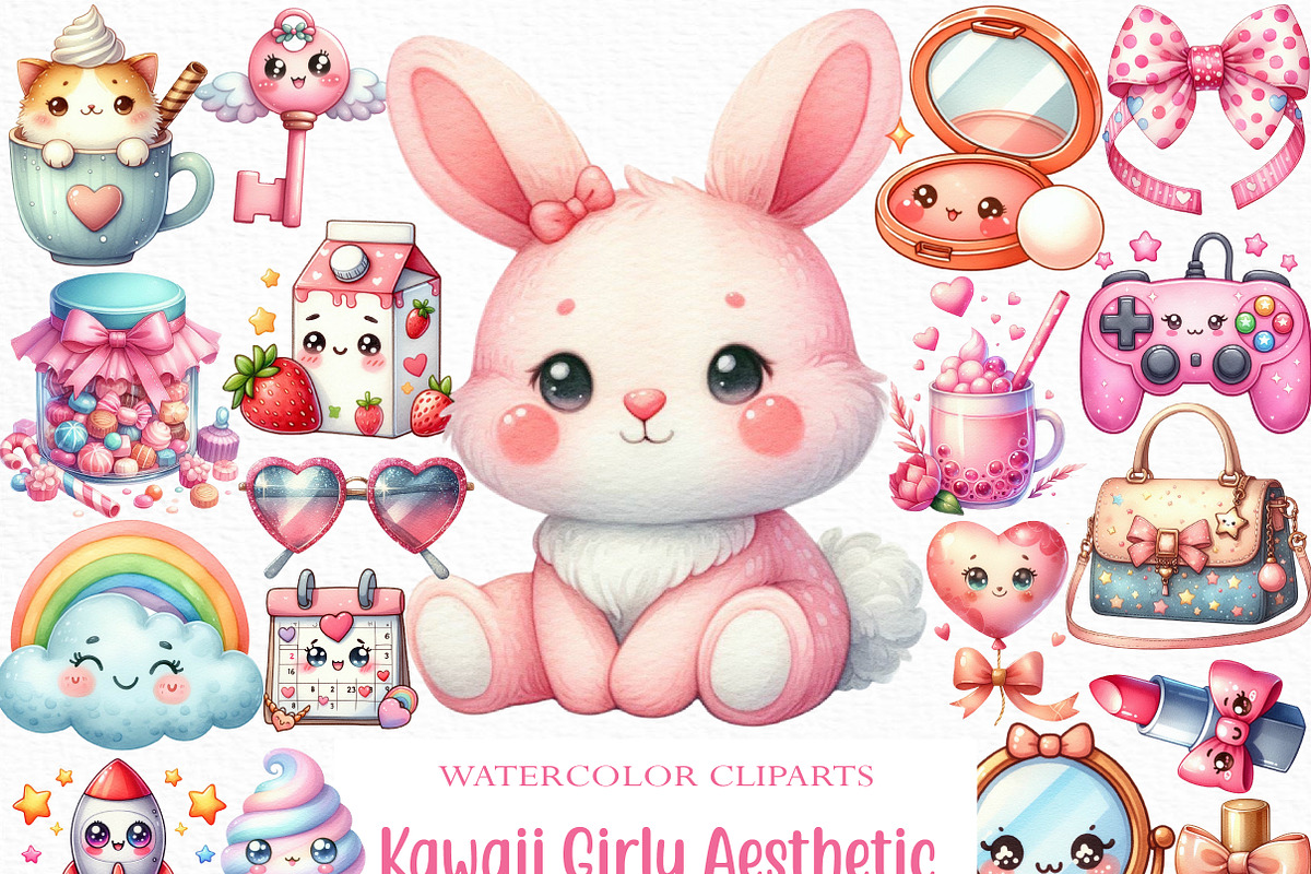 Kawaii Girly Aesthetic Clipart, an Illustration by Craft Nest (Photo 1 of 6)