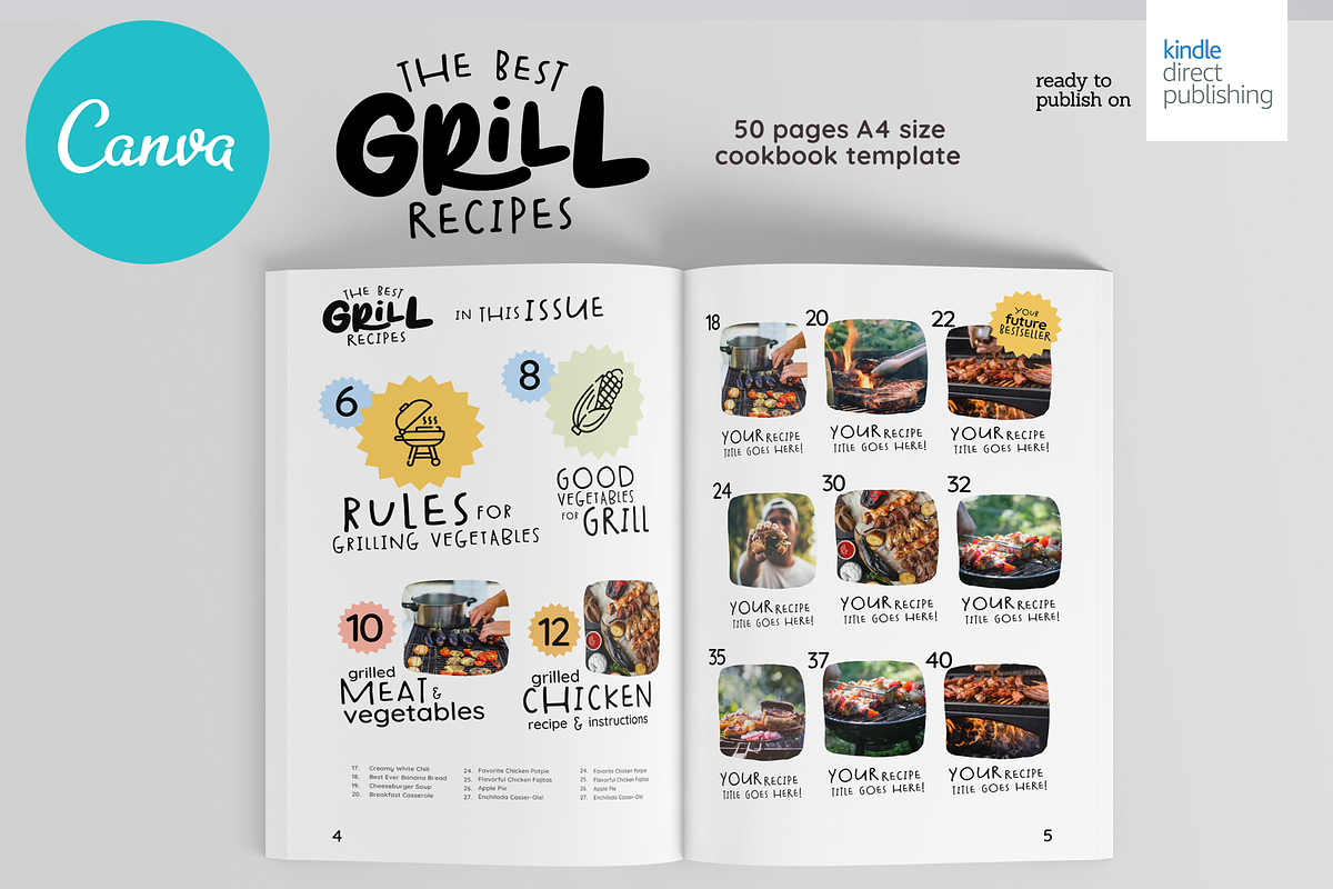 Grill Recipes Cookbook Template, a Magazine Template by DeLaGranSiete (Photo 3 of 11)