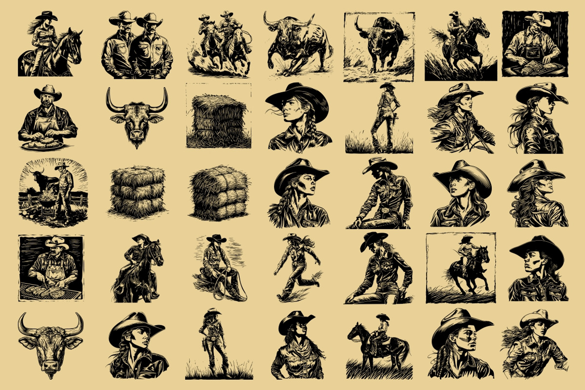 Western Cowboy and Cowgirl, an Illustration by Nocturnal Wolf (Photo 10 of 16)