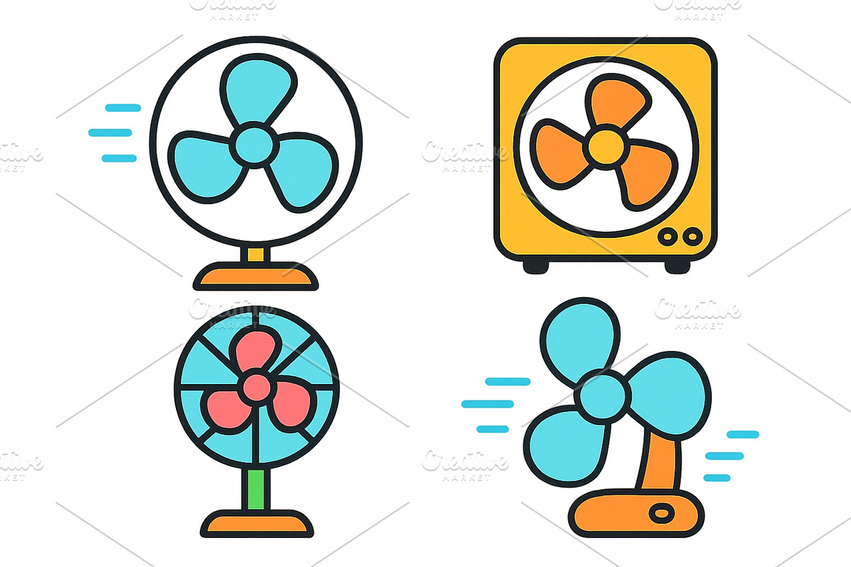 Various designs of vector fans, an Object Illustration by ZinetroN
