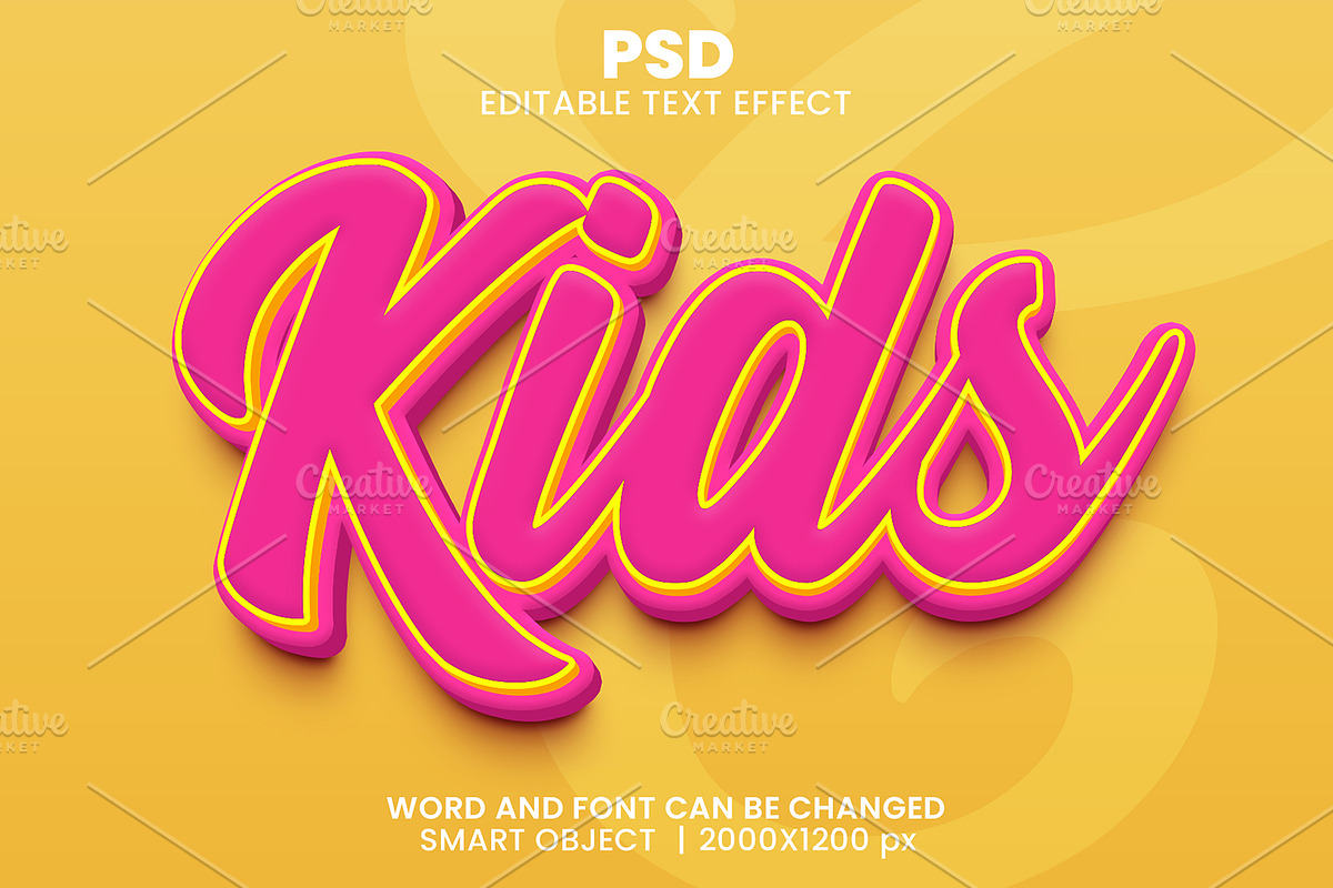 Kids Cute pink 3d Text Effect, a Layer Style Add-On by bdrobin (Photo 1 of 2)