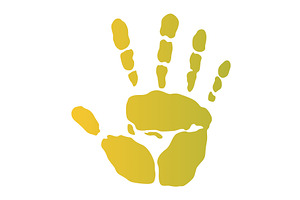 Color hand print isolated on white, an Object Illustration by the8monkey