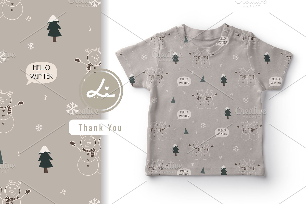 Cute snowman and plaid pattern, a Pattern Graphic by lindoet23 (Photo 2 of 3)