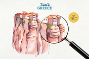 Watercolor Greece. Clipart set, an Object Illustration by VerAna (Thumbnail 8 of 13)