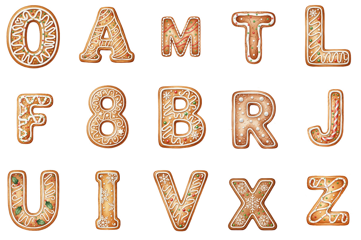 Gingerbread Christmas Alphabet, an Illustration by Designking (Photo 3 of 5)