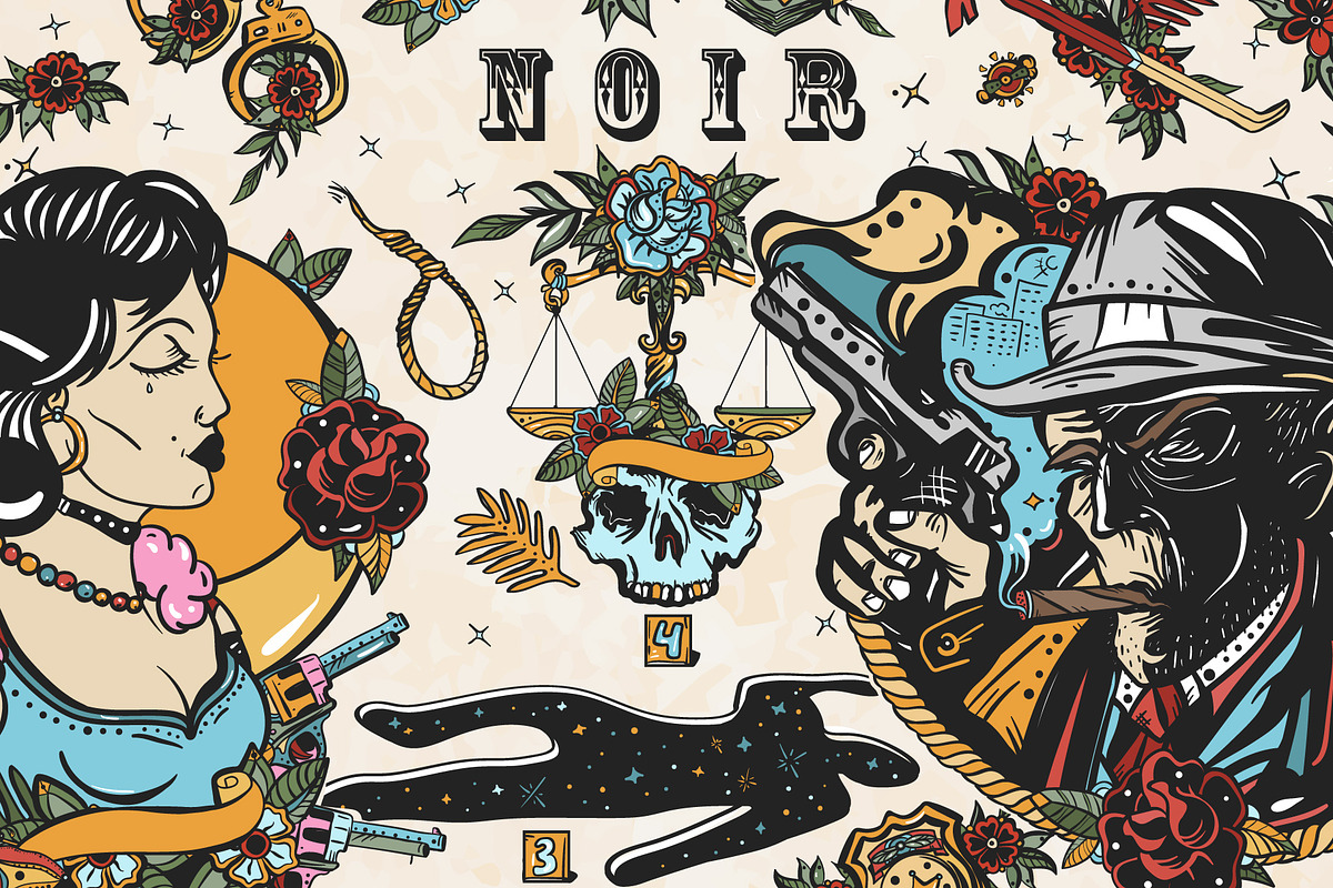 Noir old school tattoo, a Background Graphic by intueri (Photo 1 of 7)