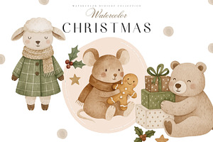 Cute Christmas Woodland Clipart, an Illustration by Pati Paints