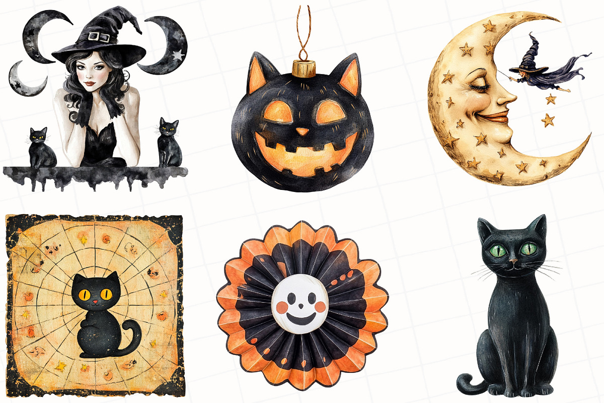 Vintage Halloween Décor Clipart, an Illustration by OK Design (Photo 4 of 5)