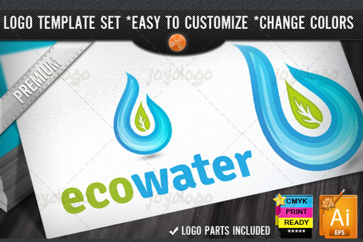 Aquatic Drop Eco Water Logo Template, a Branding & Logo Template by joyologo (Photo 1 of 3)