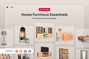 Home Furniture 3D Icon Pack, an Object Illustration by twinstd