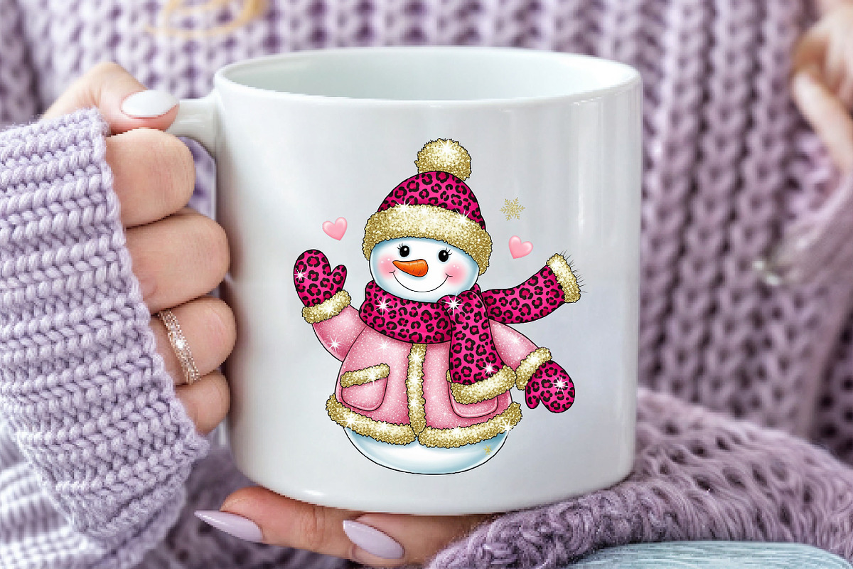 Pink Leopard Snowman Glitter Png, an Illustration by Dream Creation (Photo 3 of 5)