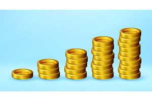 3D Golden coin stacks showing a, a Finance Illustration by Abscent