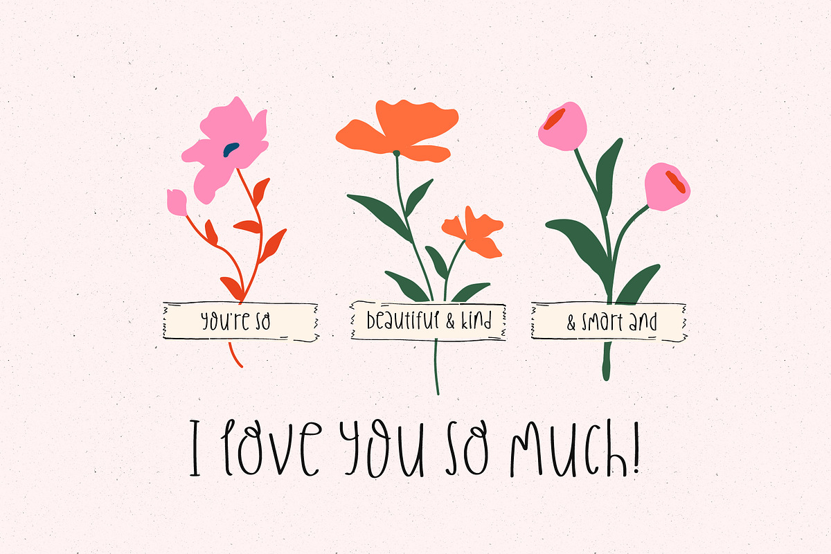 Quirky Handwritten Font Cute Flowers, a Handwritten Font by Kaya Fonts (Photo 4 of 32)