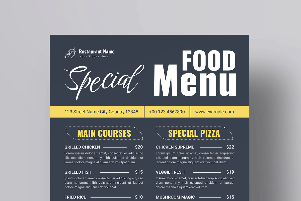 Restaurant Food Menu Template Design, a Flyer Template by MightyDesign (Photo 2 of 8)