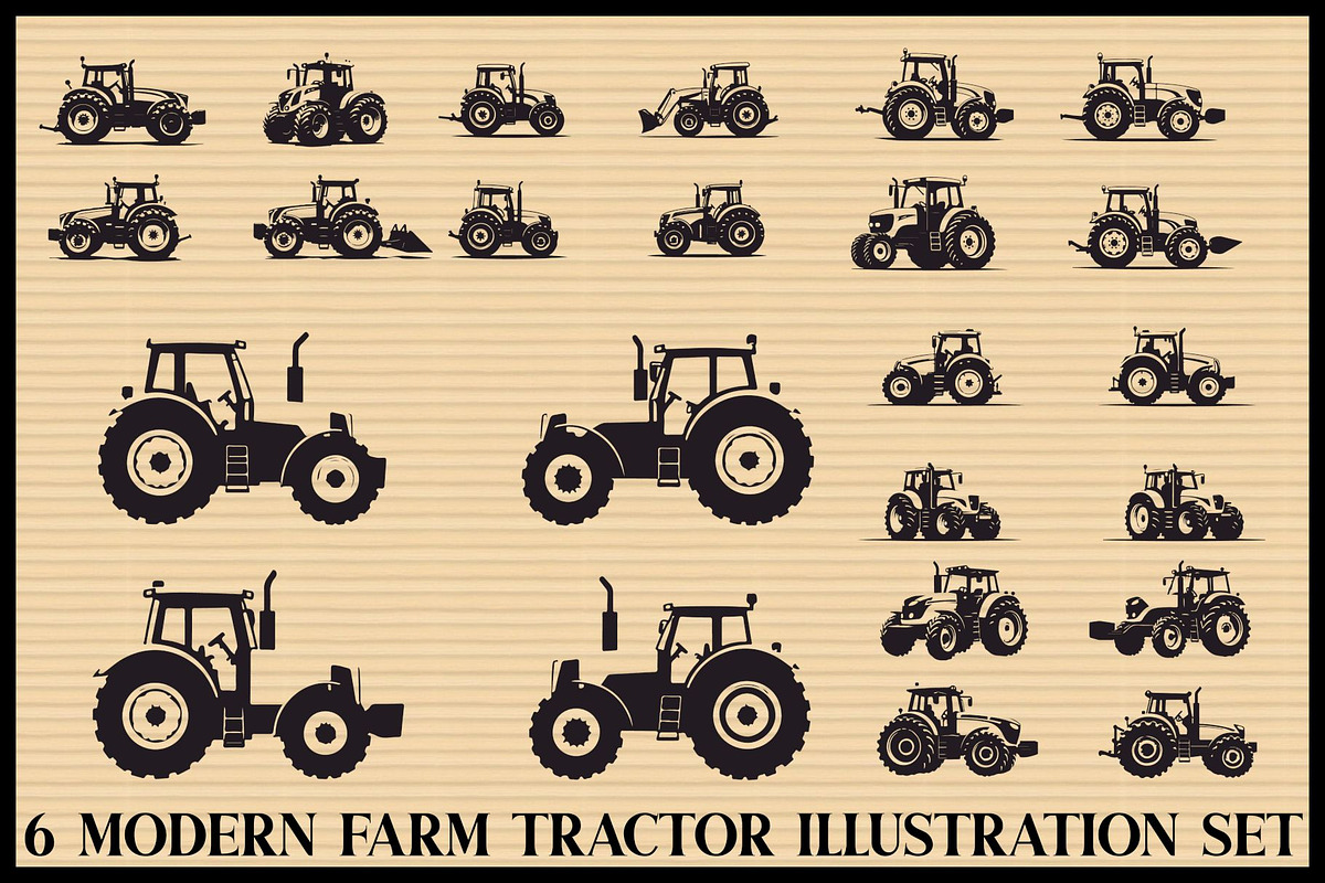 Modern Tractor Bundle, an Illustration by jahid234