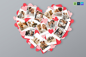Love Heart Photo Collage Template, a Social Media Template by DesignerCandies