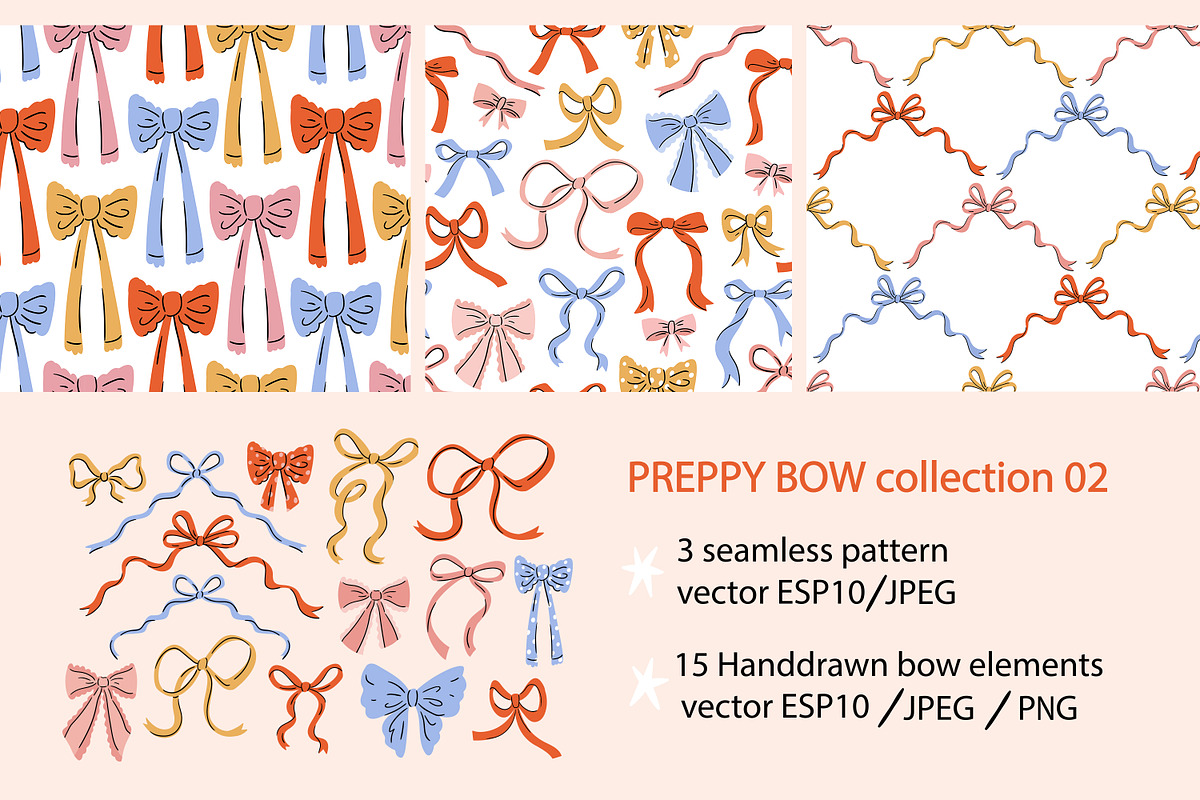 Preppy bow pattern collection 02, a Pattern Graphic by Alenkakarabanova (Photo 1 of 4)