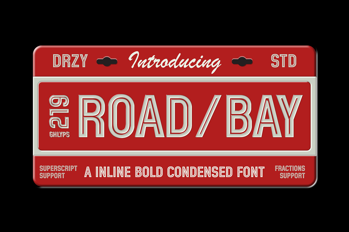 Roadbay - Inline Bold Condensed Font, a Sans Serif Font by Drizy (Photo 1 of 10)