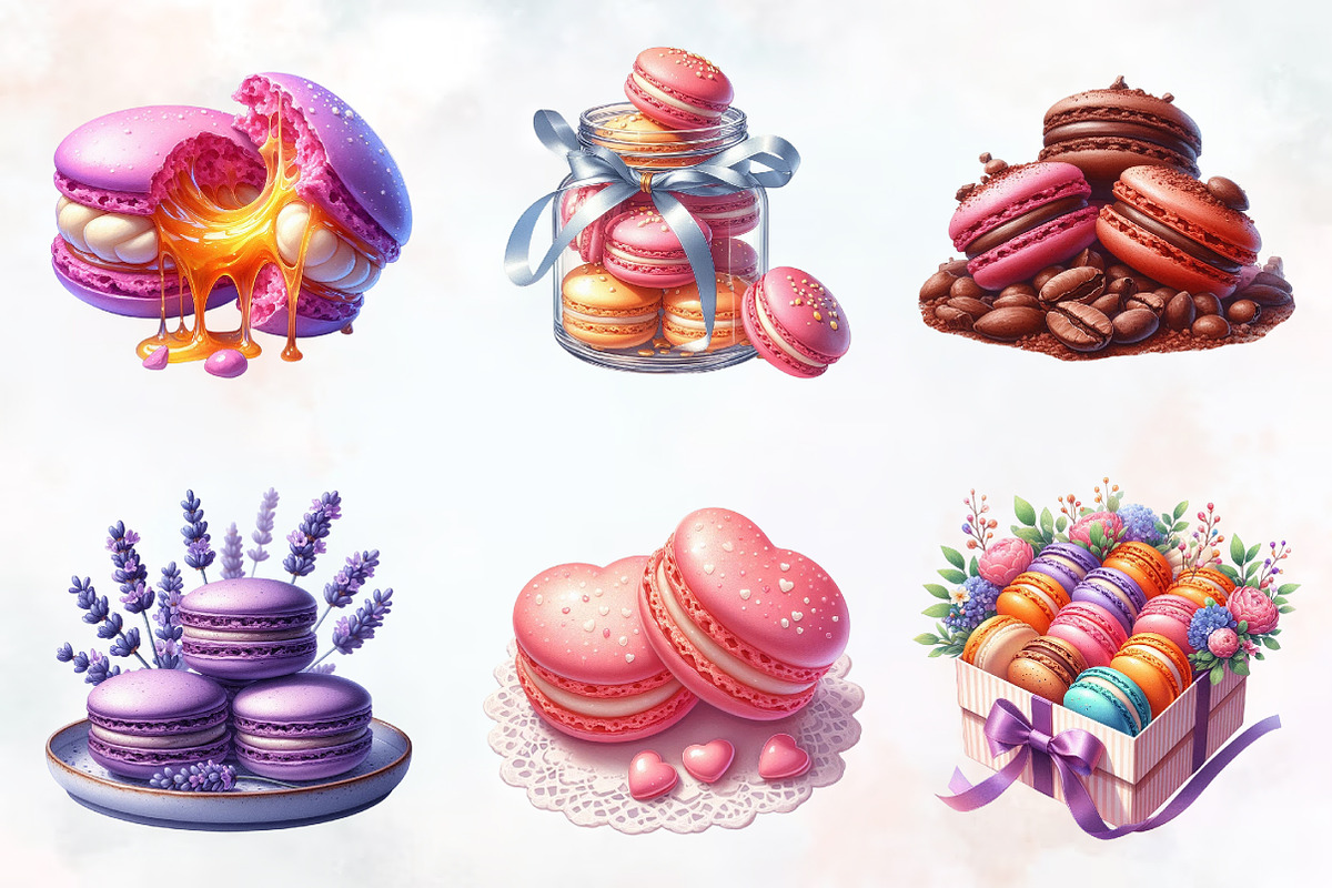 Macaron Watercolor Clipart, an Illustration by RobertsArt (Photo 2 of 8)