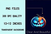 Creepy Black & Blue Halloween Pumpki, an Illustration by SVGArt (Thumbnail 5 of 8)