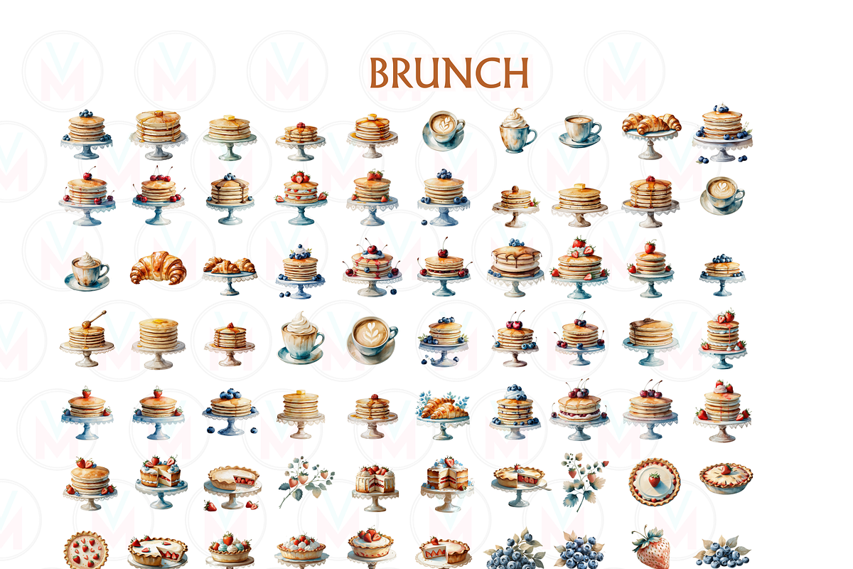Watercolor Brunch Clipart blueberry, a Food Illustration by VM PARTYS  BY TAIRUMA (Photo 3 of 10)