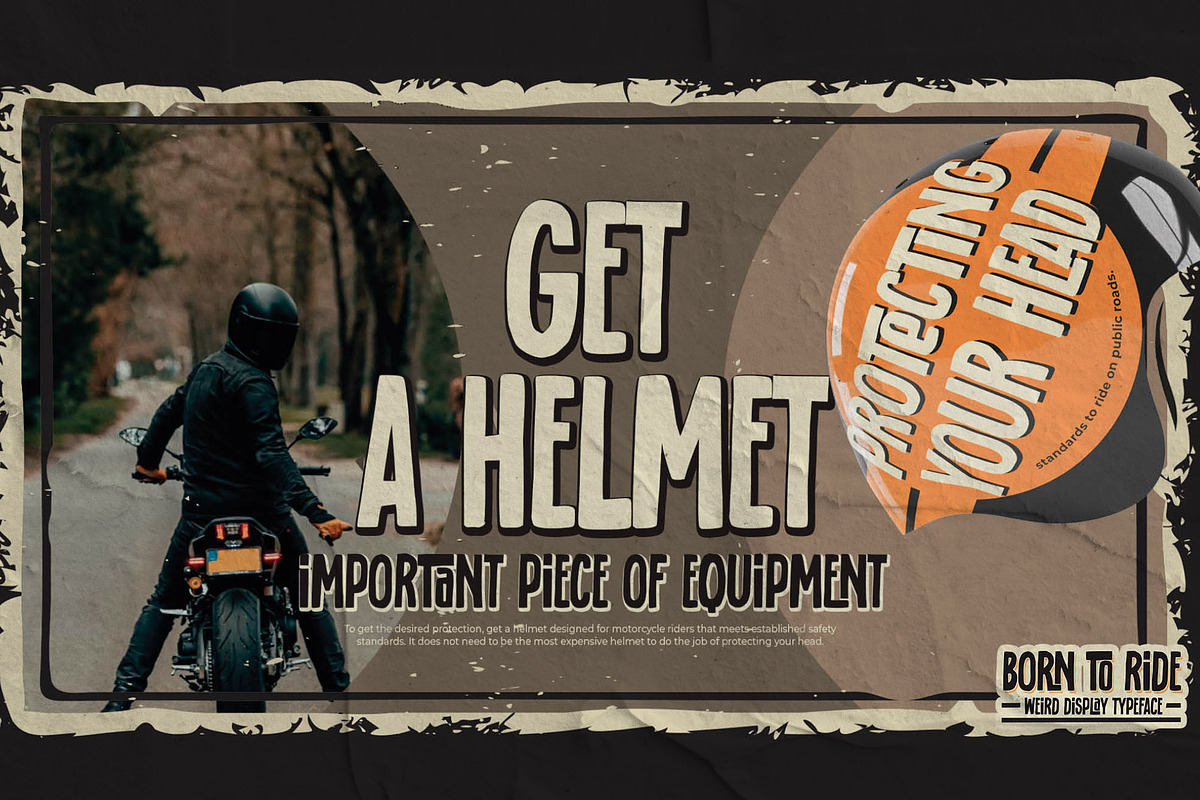 BORN TO RIDE- Weird Display Typeface, a Sans Serif Font by Gassstype (Photo 3 of 8)