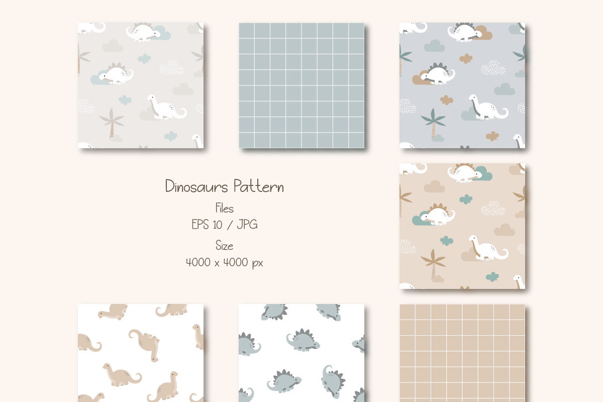 Pastel Dinosaur Seamless Pattern, a Pattern Graphic by lindoet23 (Photo 1 of 6)