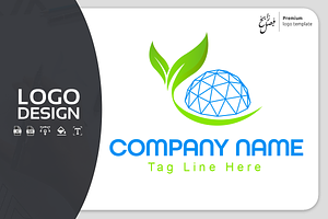 Green House Geodesic Logo Template