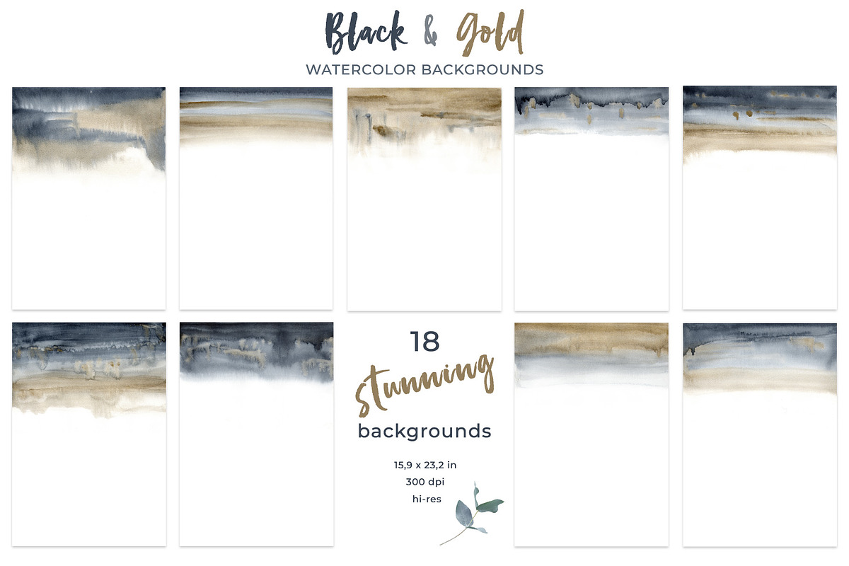 Black and Gold Watercolor Background, a Texture Graphic by KitsPix (Photo 2 of 5)