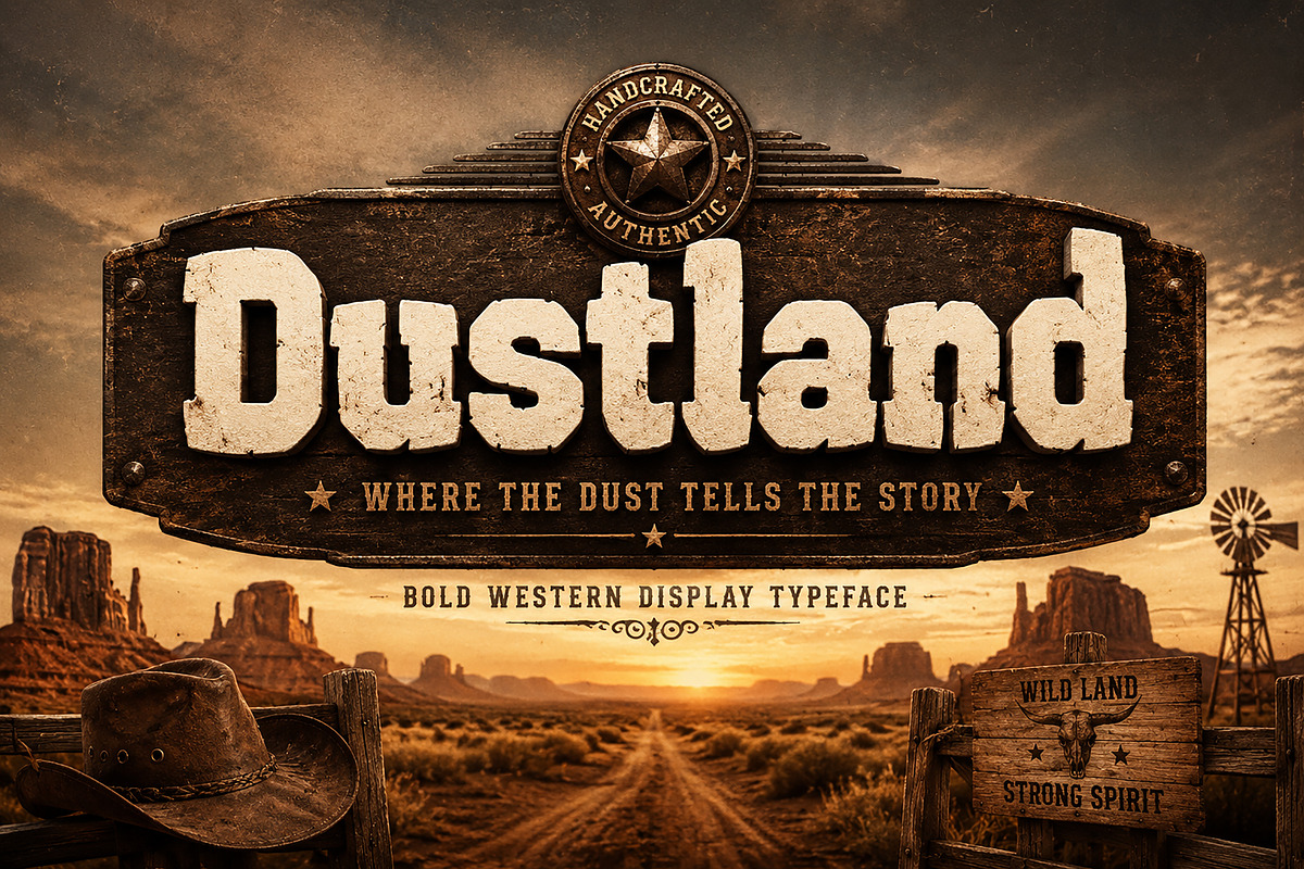 Dustland - Dustland is a bold, a Slab Serif Font by Wow Magic (Photo 1 of 4)