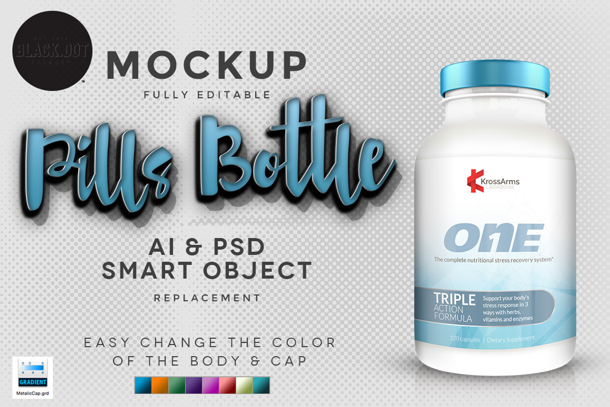 Realistic Pills Bottle V3, a Product Mockup by Black.dot™ (Photo 1 of 2)