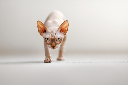 Curious sphynx cat exploring indoors, an Animal Photo by Beautiful things