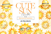 Cute Sun Clipart, Kawaii Sun Clipart, a Seasonal Illustration by BrushstrokeArtGB (Thumbnail 1 of 9)