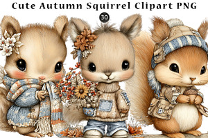 Cute Autumn Squirrel Clipart PNG, a Seasonal Illustration by CreationArt