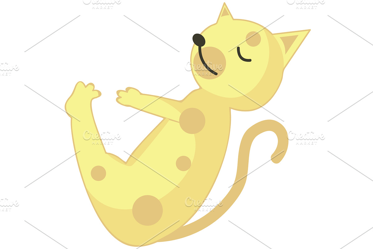 Cartoon cat doing yoga balance, an Animal Illustration by SiberianArt