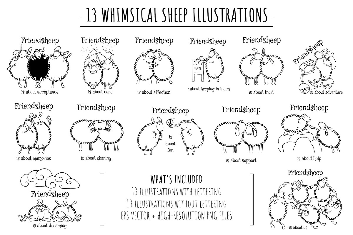 Friendsheep – Sheep Illustrations, an Object Graphic by bubbled-rabbit (Photo 2 of 5)