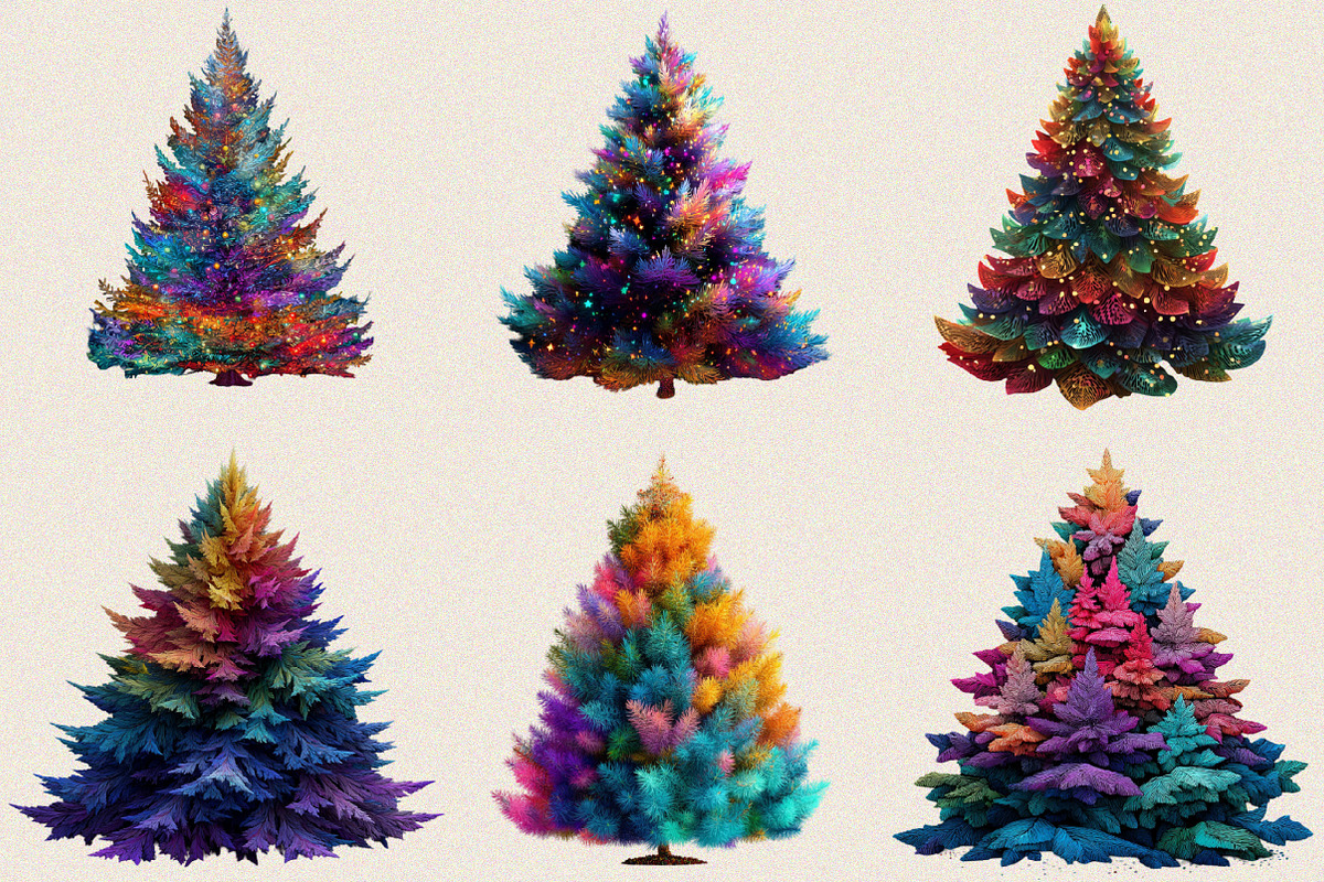 Colorful Christmas Tree Clipart  Bun, an Illustration by SVGArt (Photo 2 of 8)