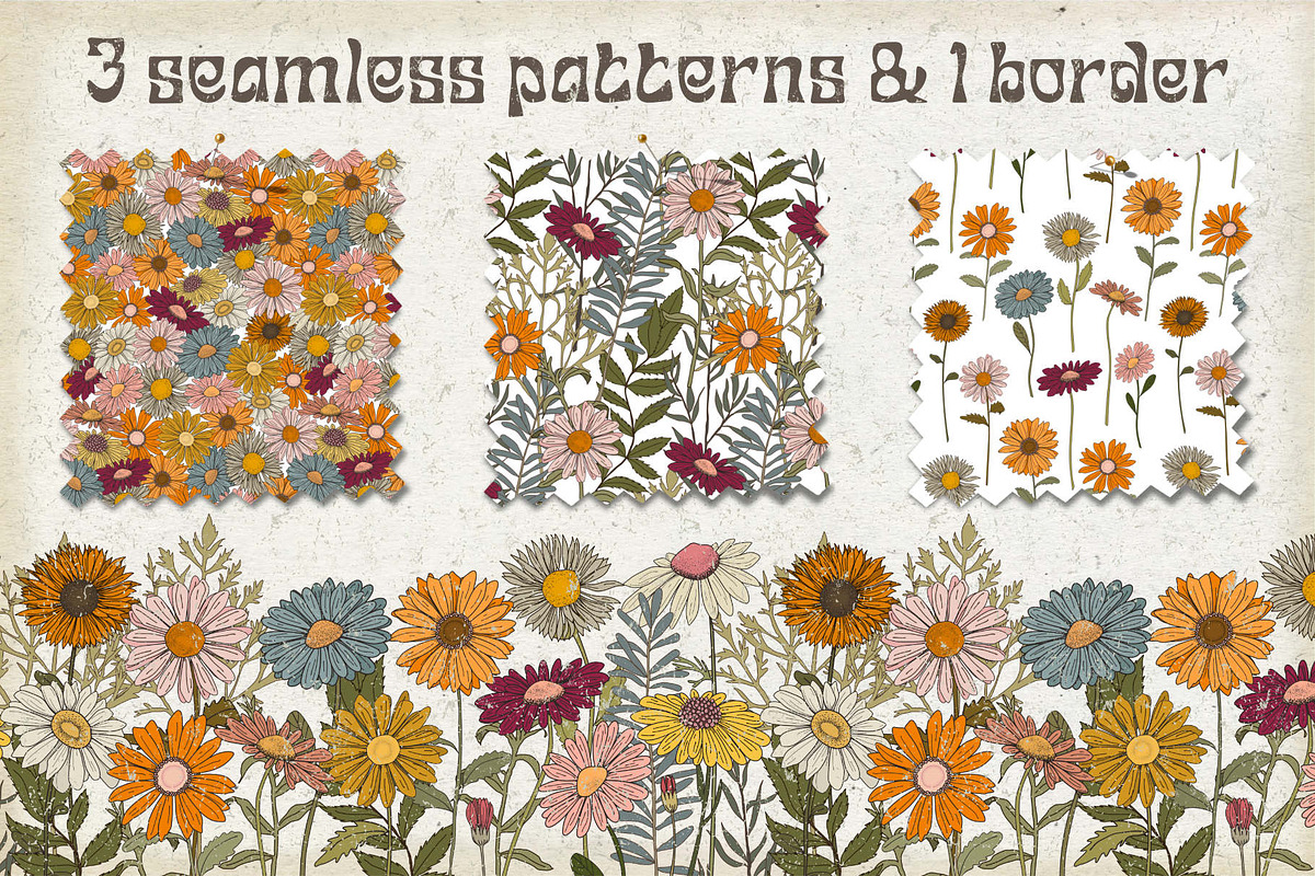 Set of SVG & PNG retro Daisies, a Decorative Illustration by marie dricot (Photo 7 of 10)