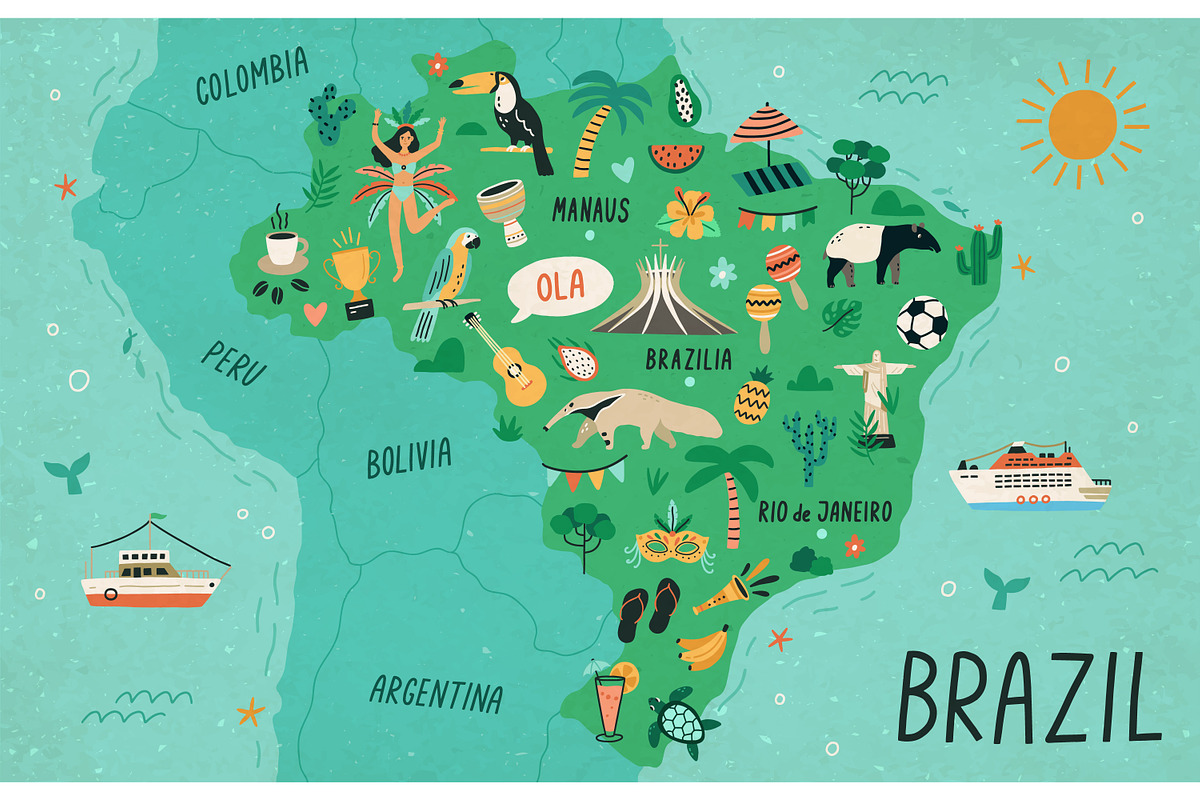Map of Brazil with landmarks, an Education Illustration by Good Studio (Photo 1 of 3)