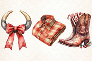 Western Cowboy Christmas Clipart, an Illustration by DreamCafeArt (Thumbnail 5 of 5)
