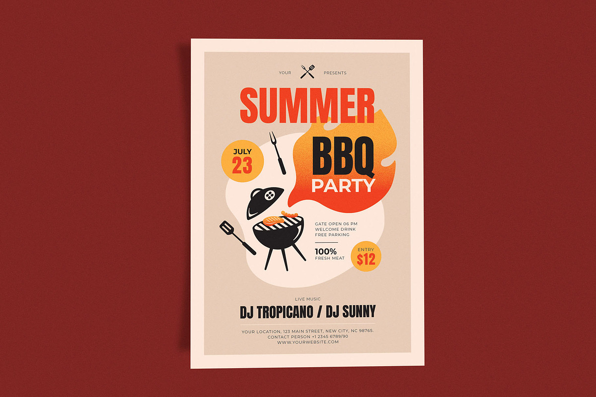 Retro Summer BBQ Party, a Flyer Template by Me55enjah Design (Photo 2 of 4)