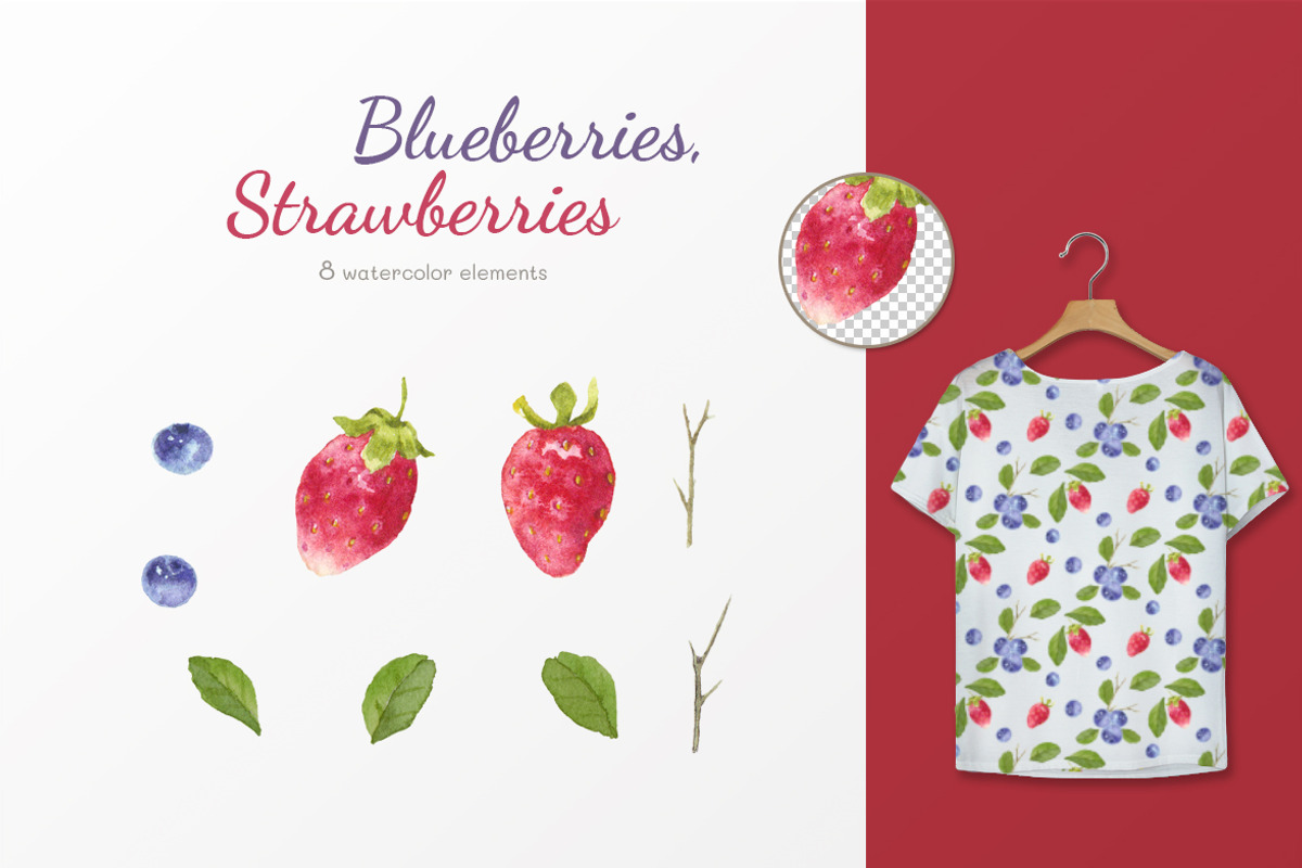 Blueberries,  Strawberries, a Pattern Graphic by oKOLOstyle (Photo 5 of 6)