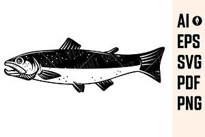 Salmon fish icon isolated on white, a Food Illustration by Vectorhight