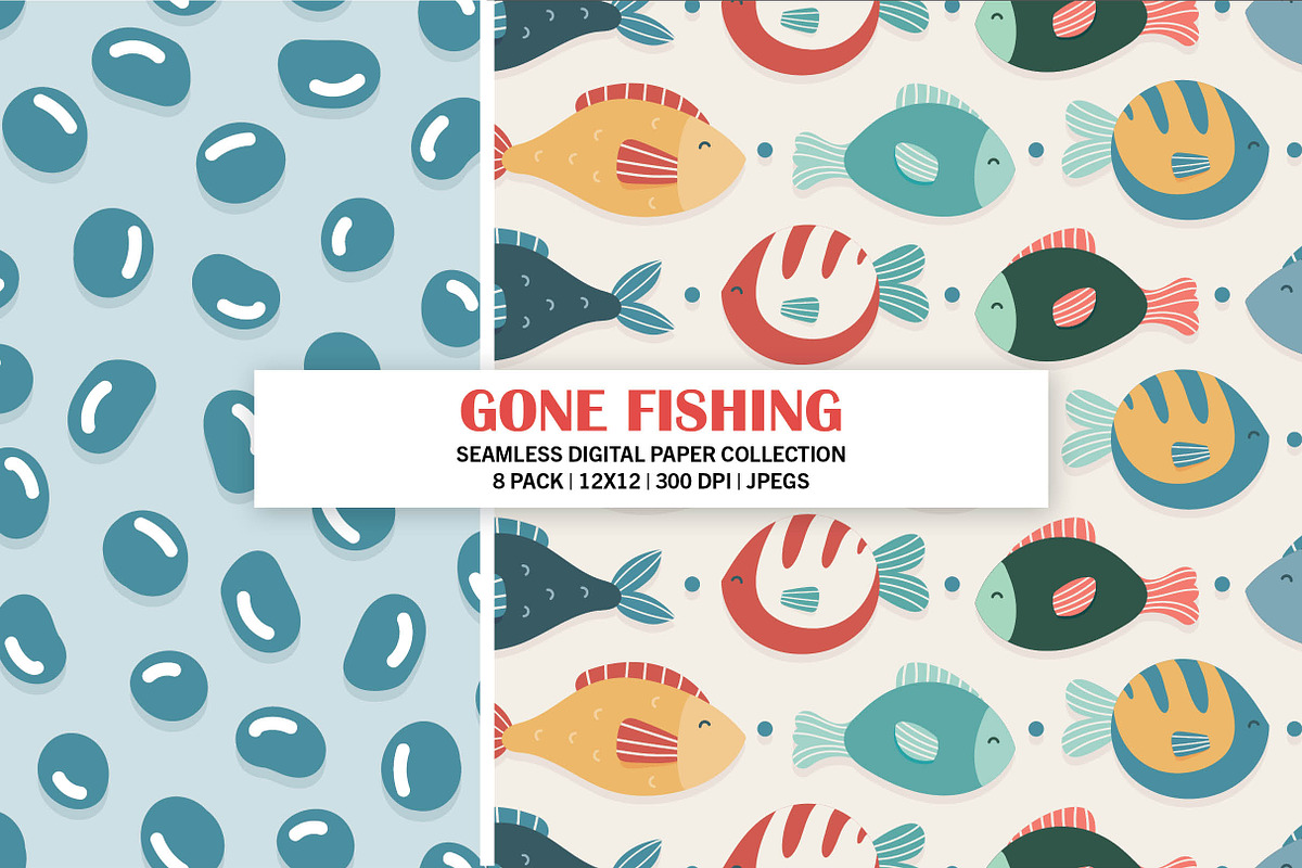Gone Fishing Seamless Pattern Set, a Pattern Graphic by Alanna Messina Design Co (Photo 3 of 9)
