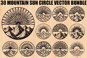 Mountain Sun Circle Design Bundle, an Illustration by Creativeshirt (Thumbnail 1 of 31)